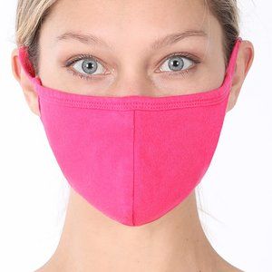 Hot Pink Cotton Face Mask w/Filter Pocket